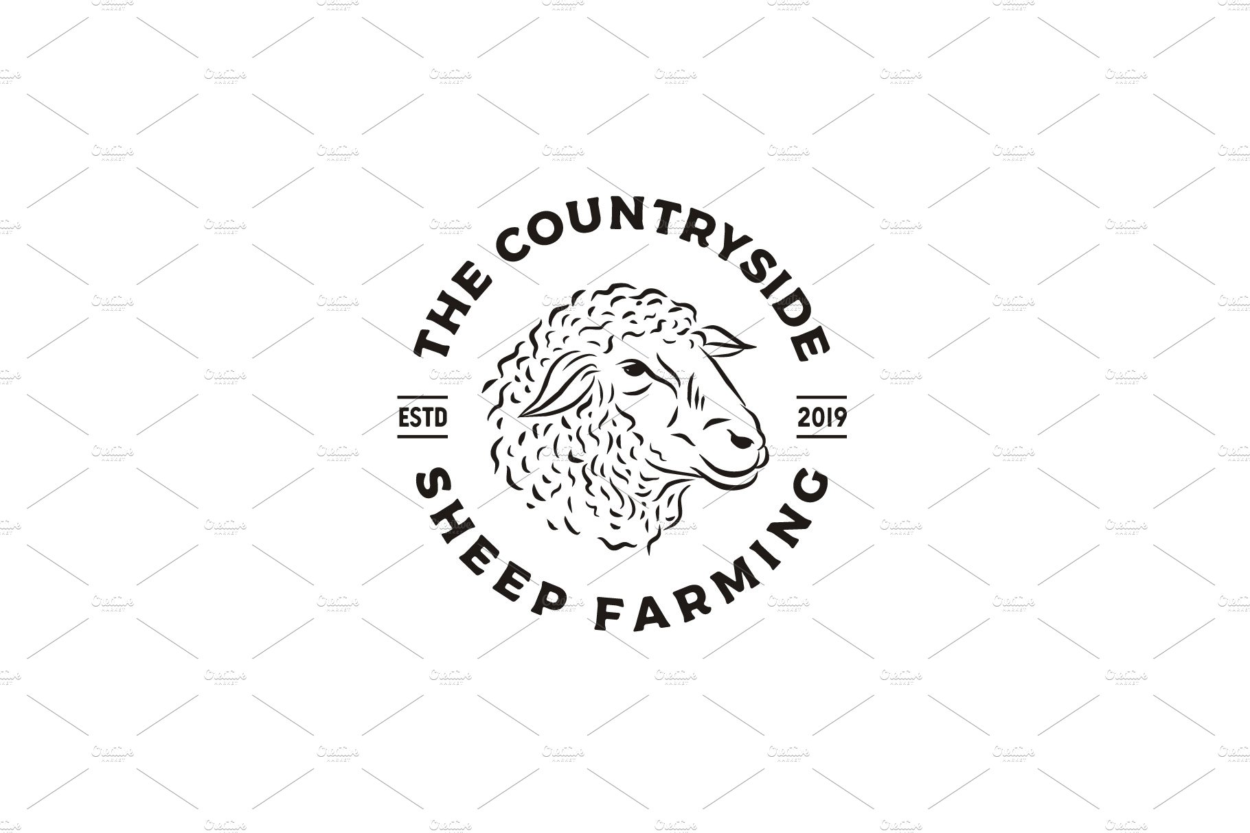 Vintage Sheep Lamb Farm Stamp Logo cover image.