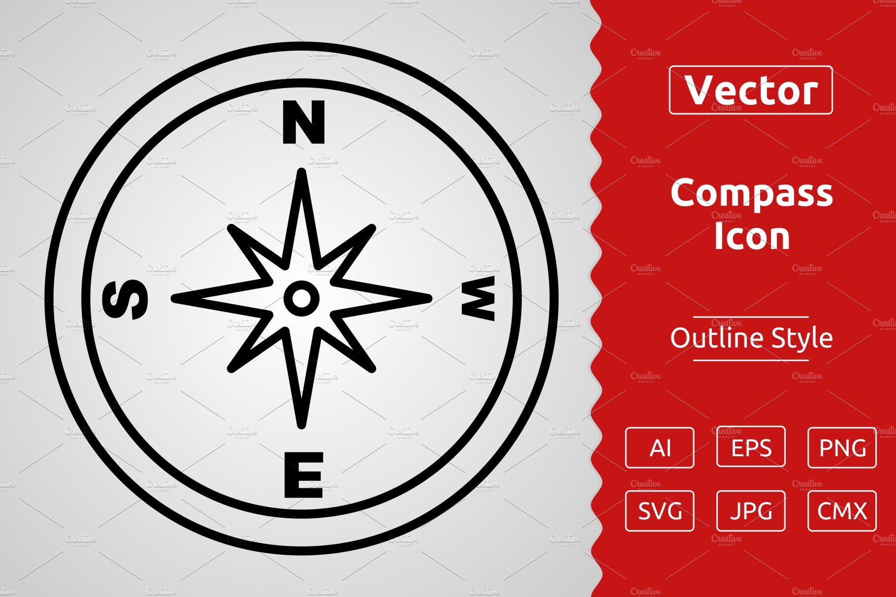 Vector Compass Outline Icon cover image.