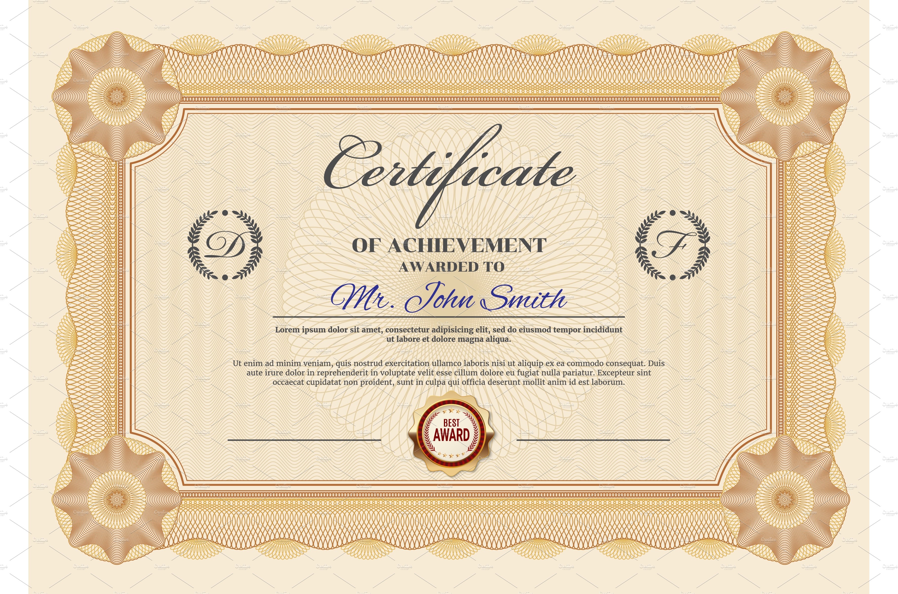Achievement certificate template cover image.