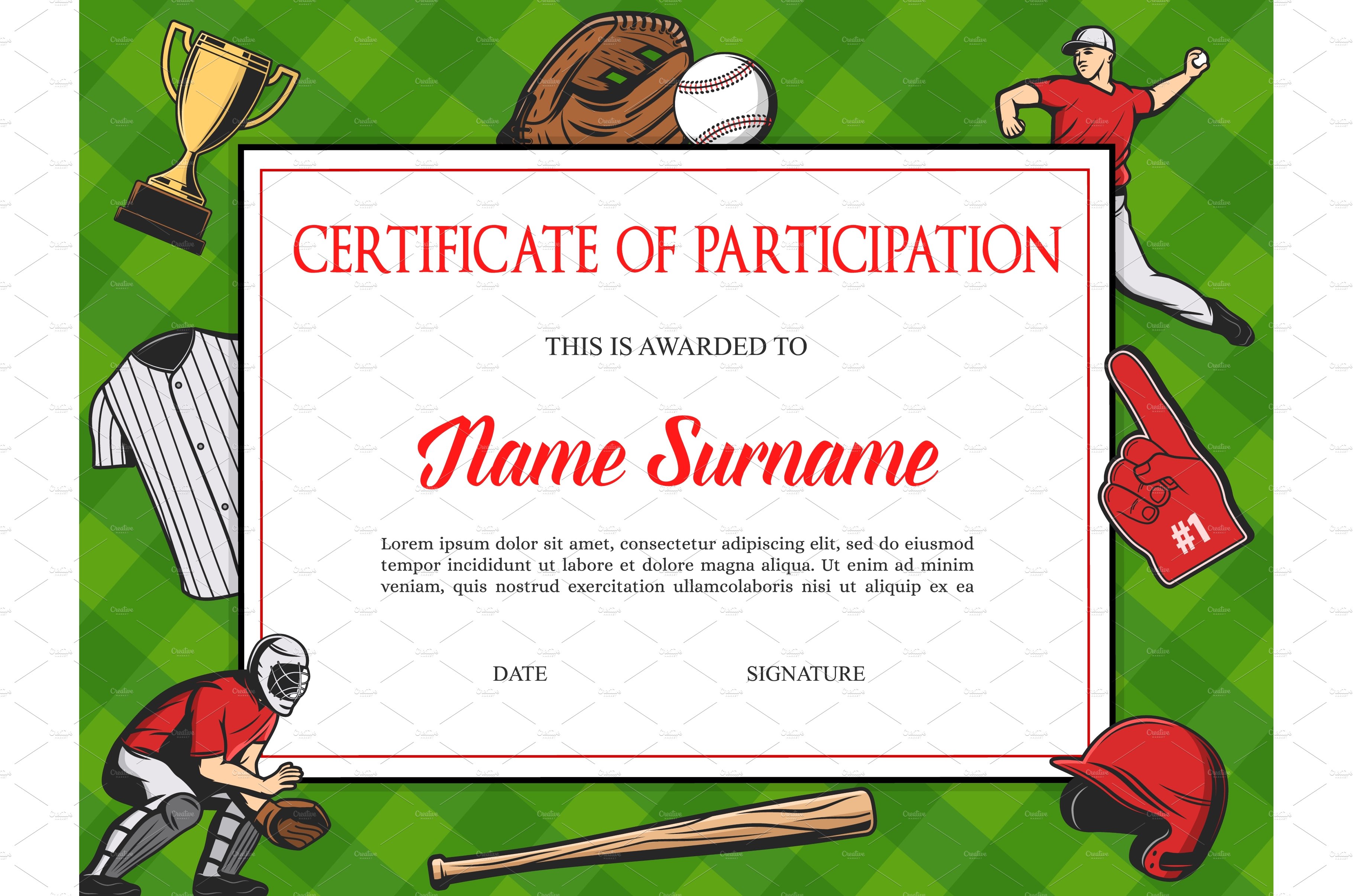 Certificate participation baseball cover image.