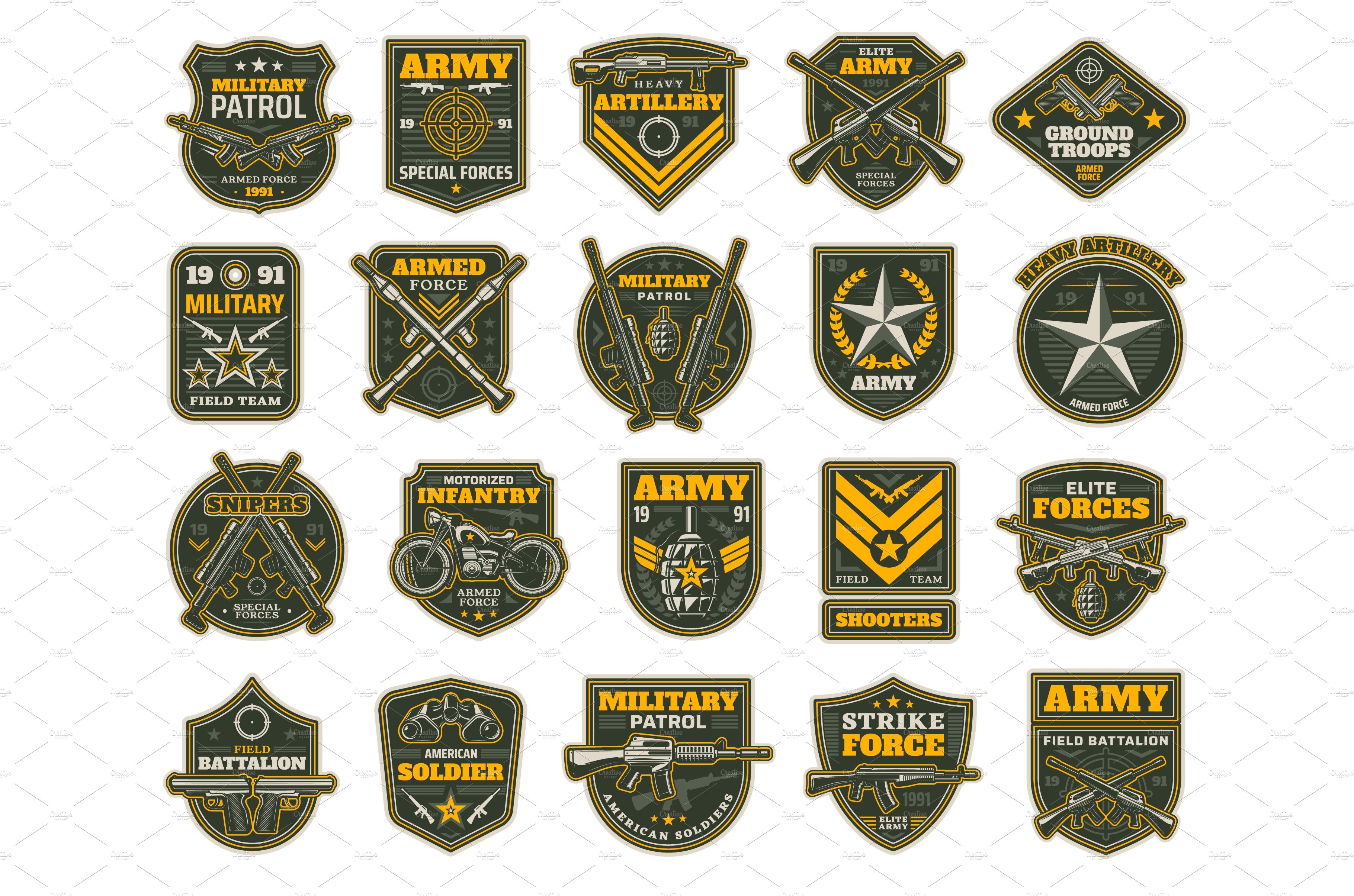 Military and army patches chevrons – MasterBundles