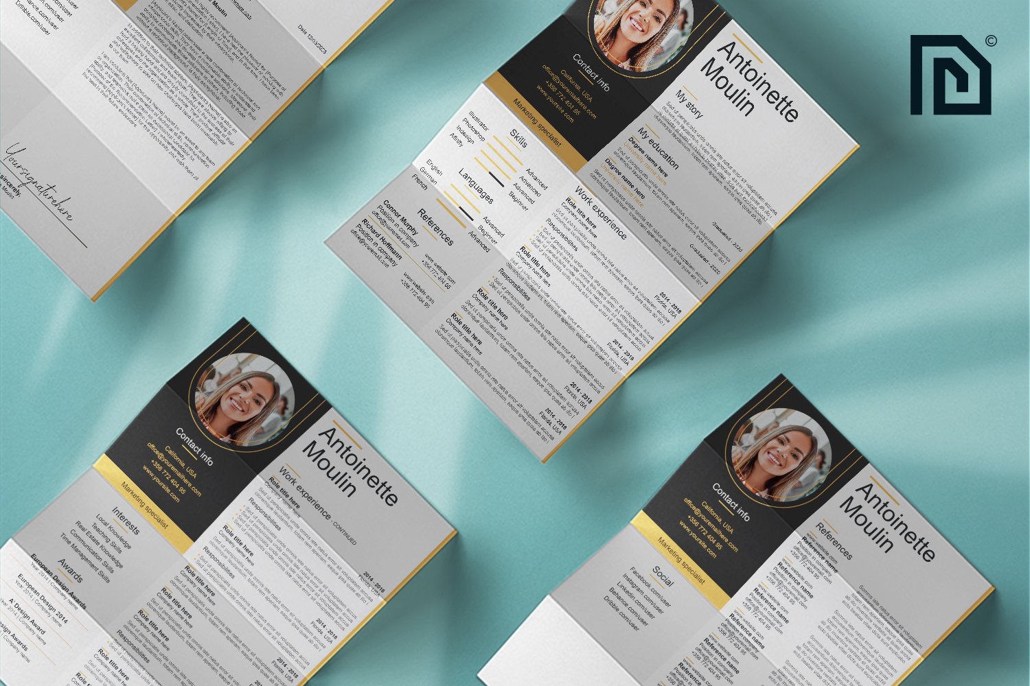 4 page marketing specialist template mockup 819