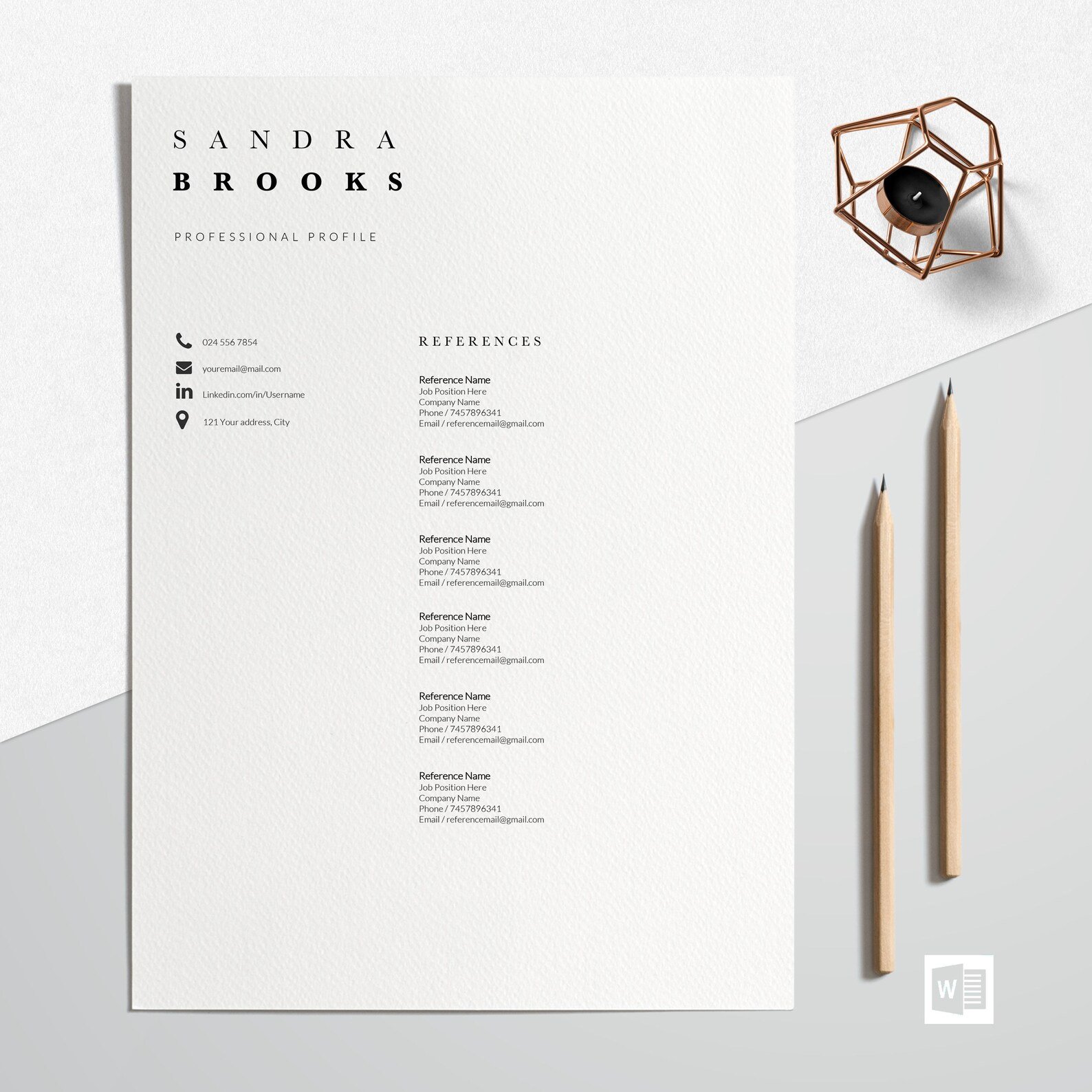 Clean and minimal resume template.