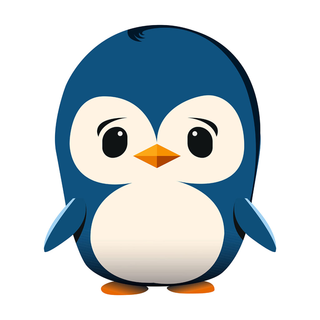 penguin white and blue cute monocle vector - MasterBundles