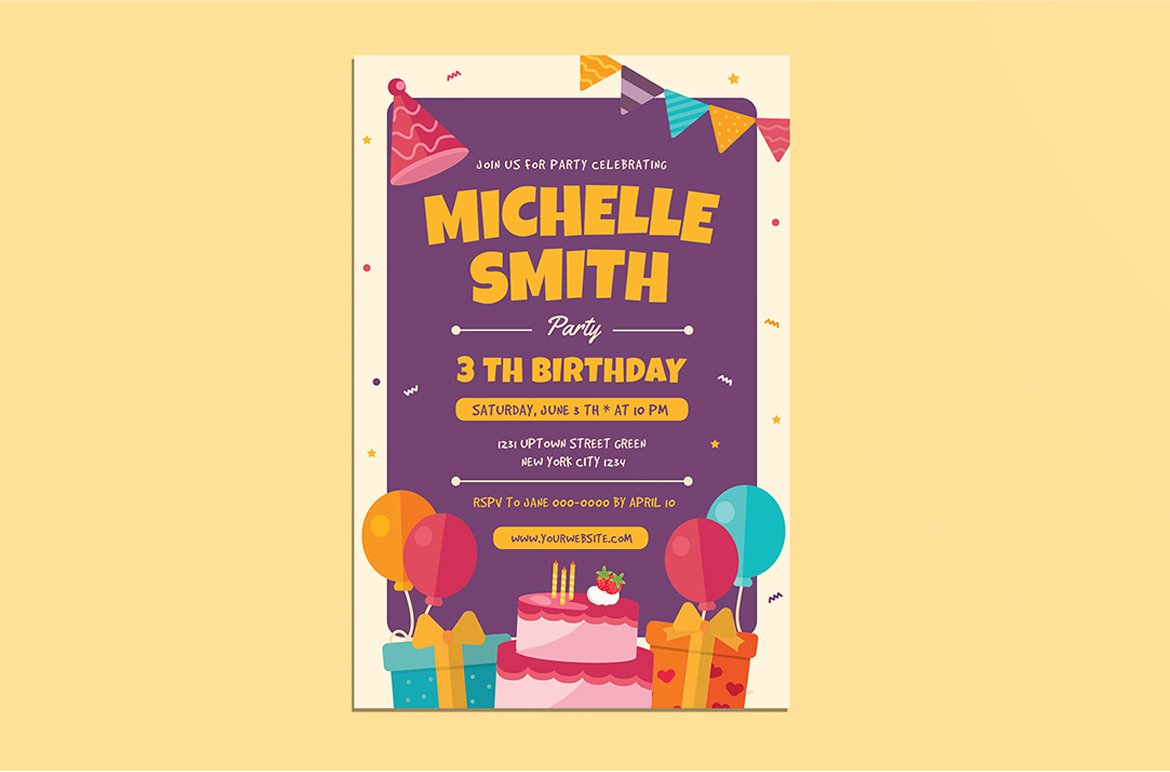 Colorful Birthday Invitation/Flyer cover image.