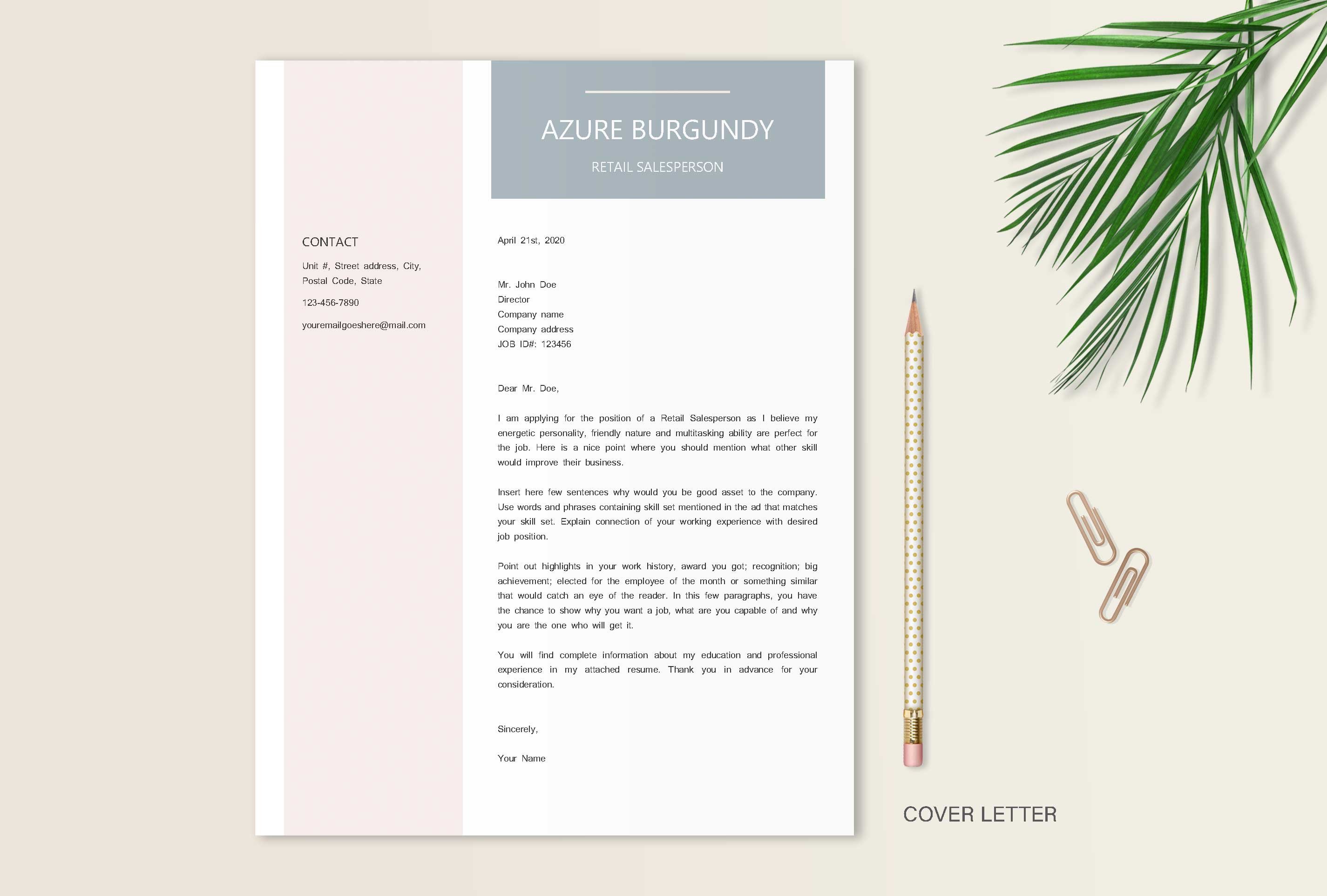 Letterhead with a pencil and a plant next to it.