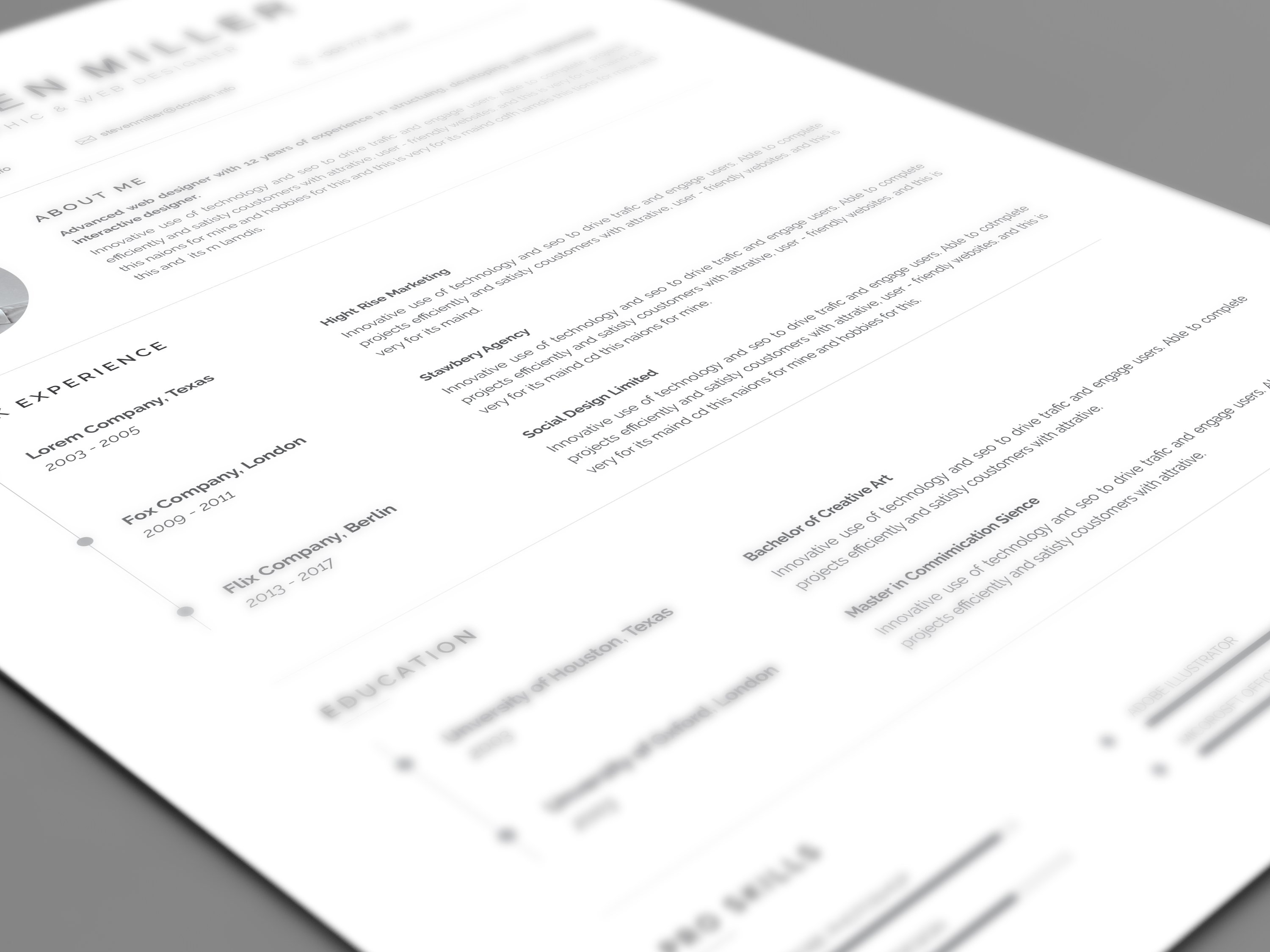 Clean and professional resume template.