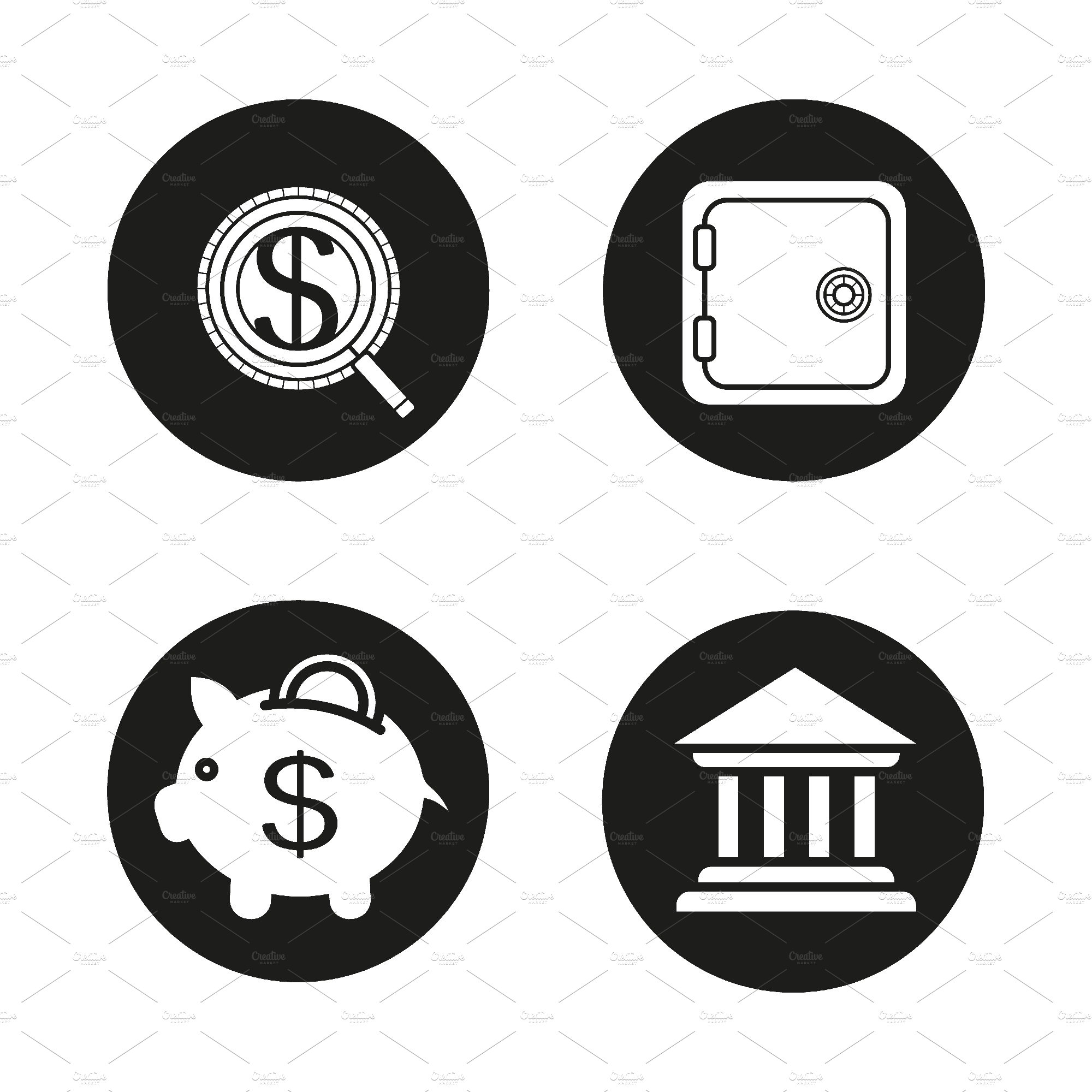 Banking and finance icons. Vector cover image.