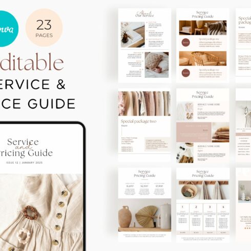 Service and Pricing Canva template cover image.