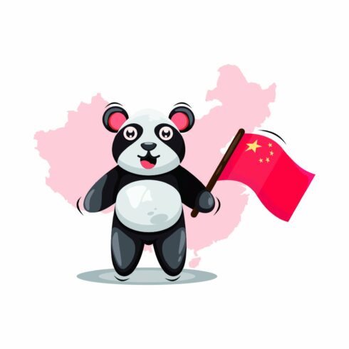 cute panda illustration logo design cover image.