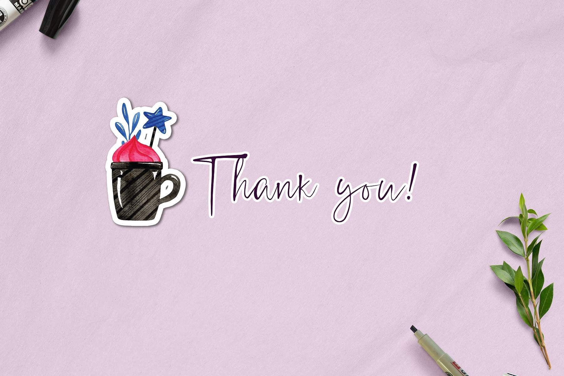 Thank you card with a cup of coffee.