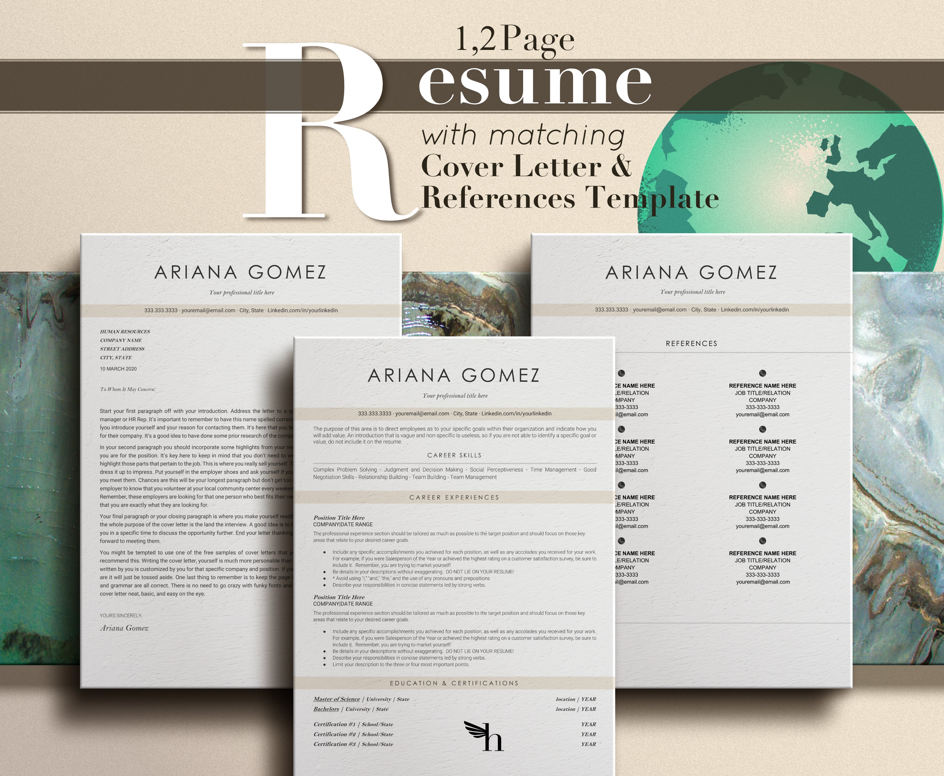 Set of three resumes on a table.