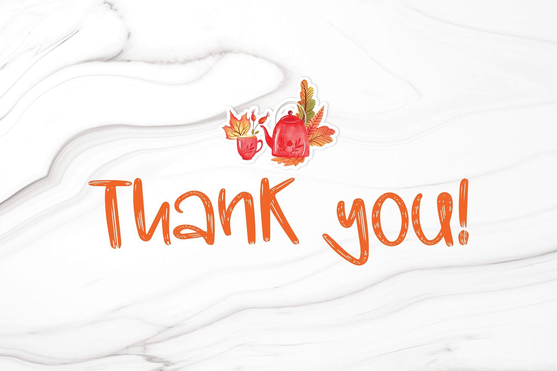 Picture of a thank you sign on a marble surface.