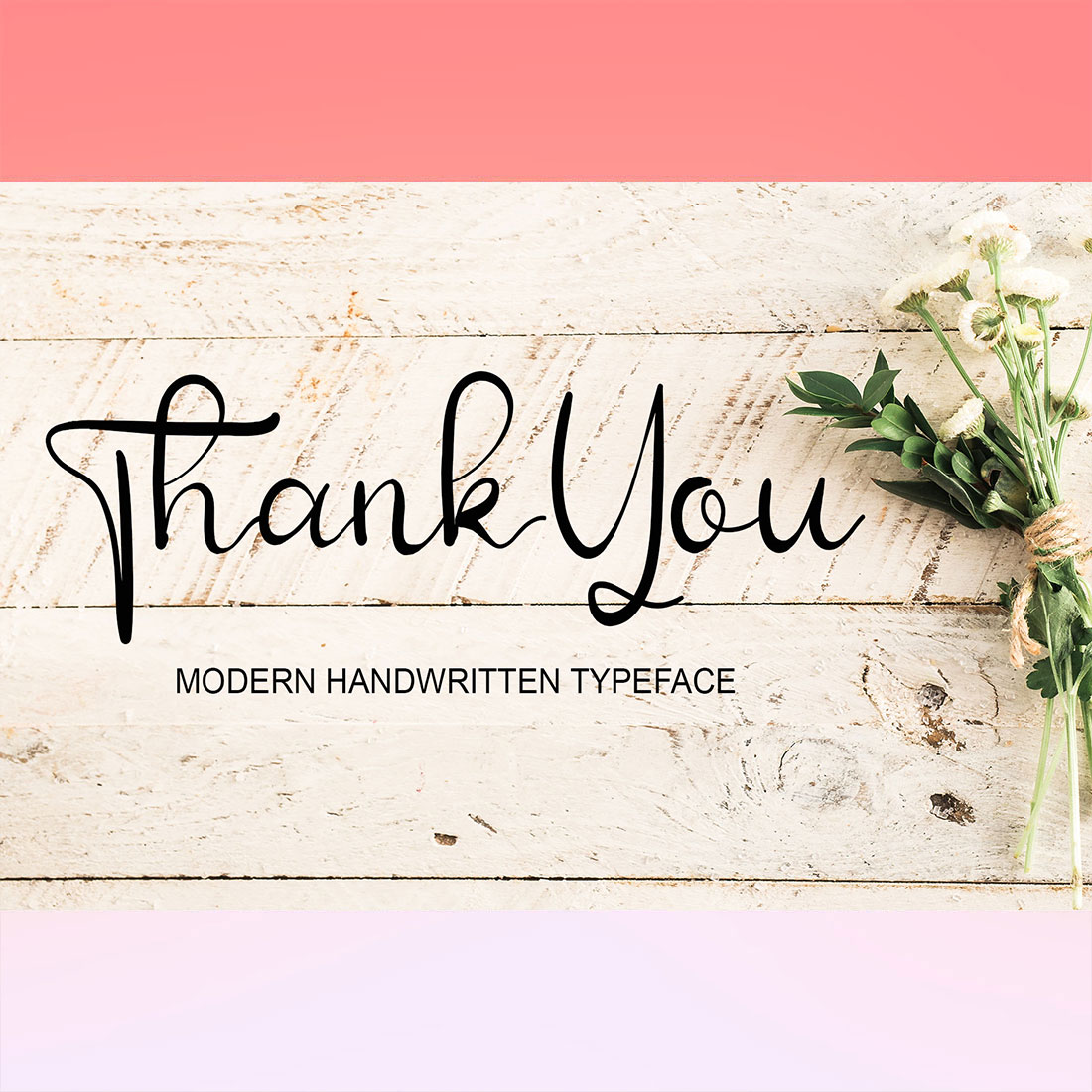Wooden sign that says thank you with flowers on it.