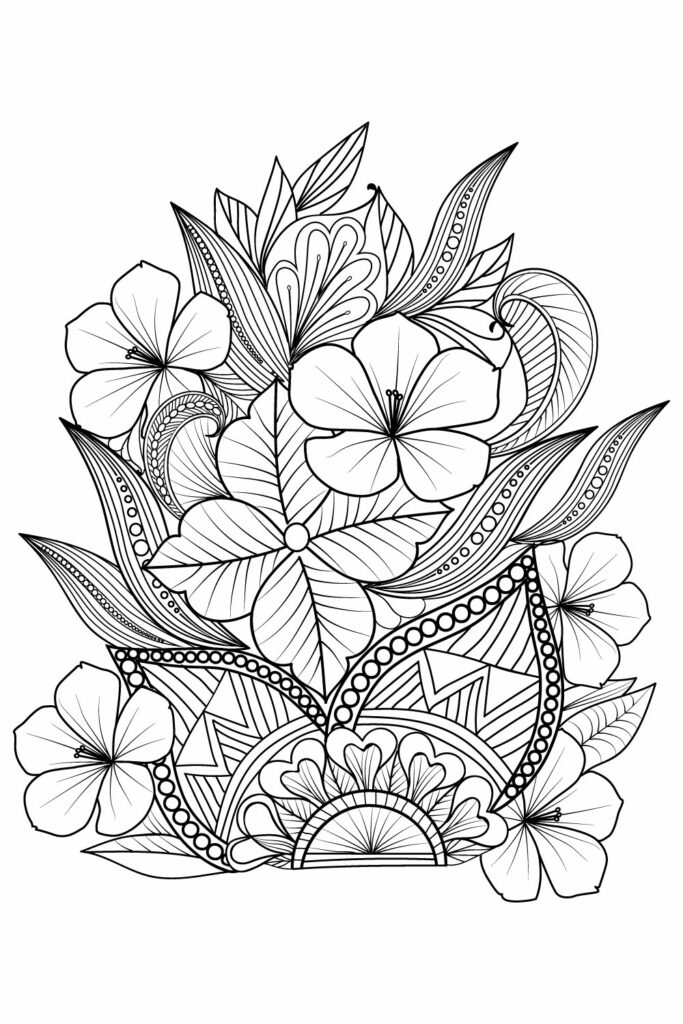 Doodle flower bouquet of line art, lovely design. Easy sketch art of ...