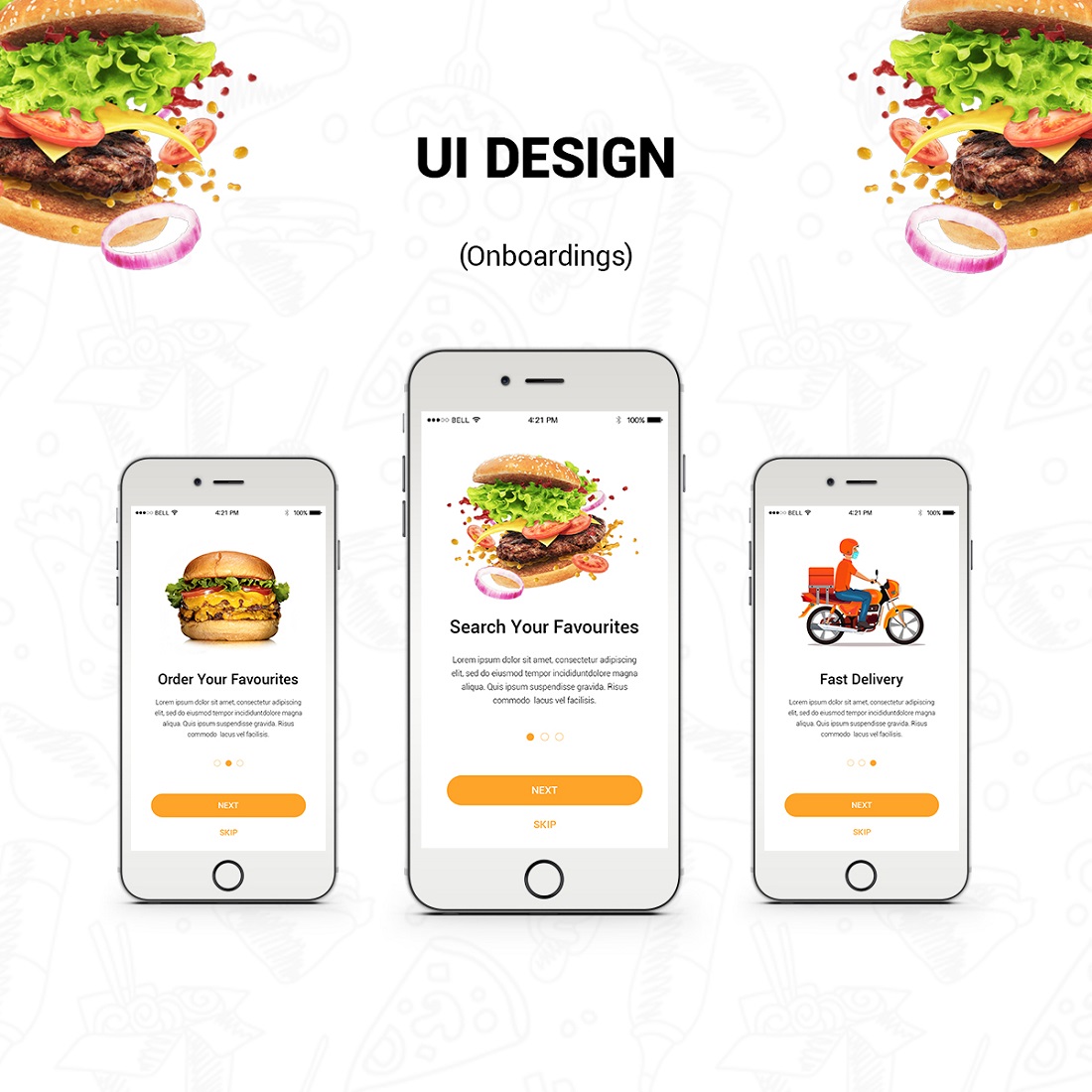 Food Delivery Mobile App UI Template preview image.