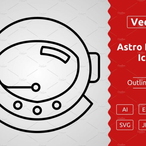 Vector Astronaut Helmet Outline Icon cover image.