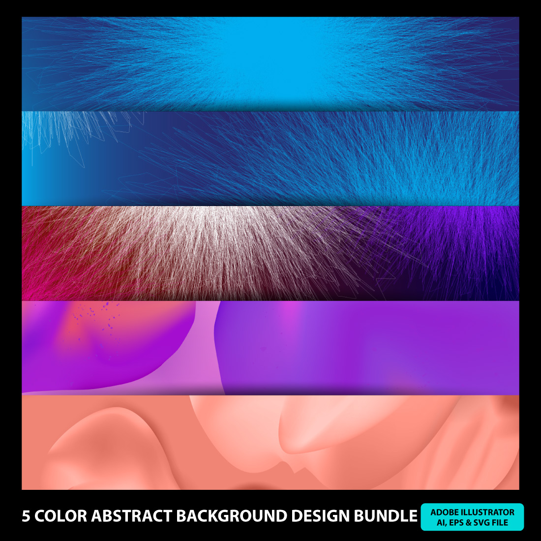 Set of five abstract background designs.
