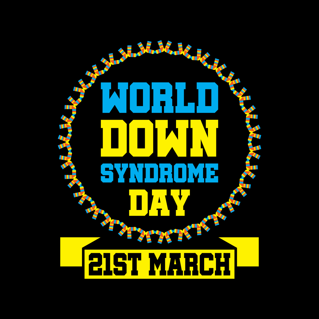 World down syndrome day poster with people in a circle.