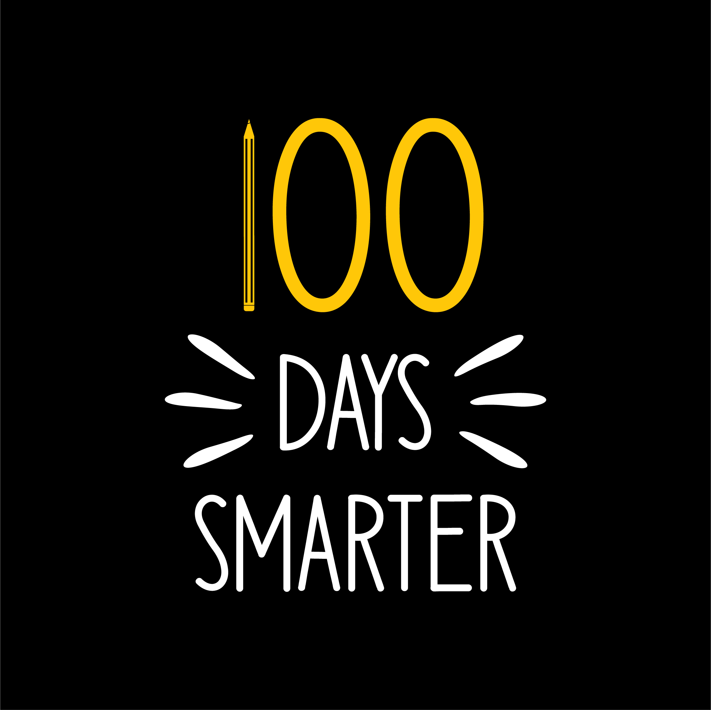 Black background with the words 100 days smarter.