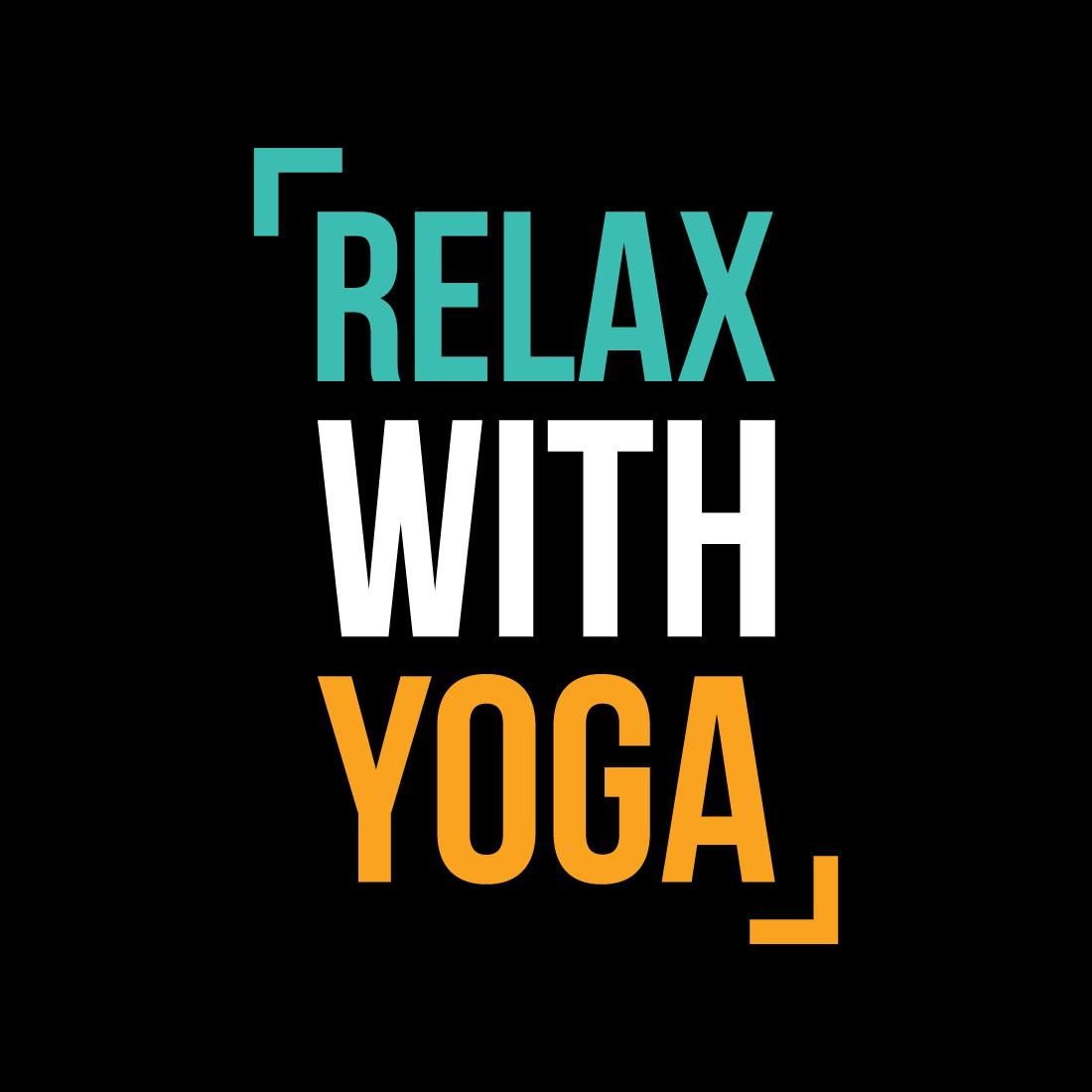 The words relax with yoga on a black background.
