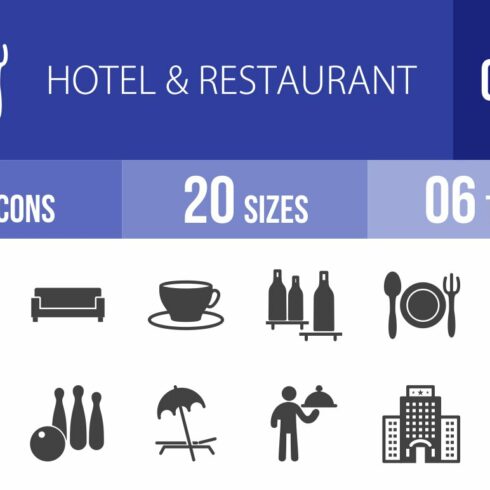 60 Hotel & Restaurant Glyph Icons cover image.