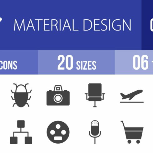 100 Material Design Glyph Icons cover image.