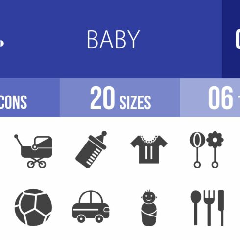50 Baby Glyph Icons cover image.