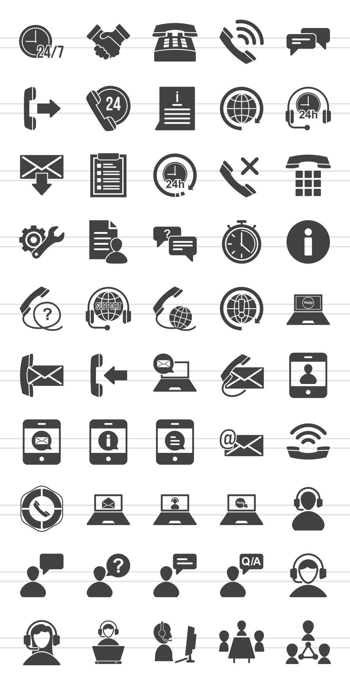 50 Customer Services Glyph Icons preview image.