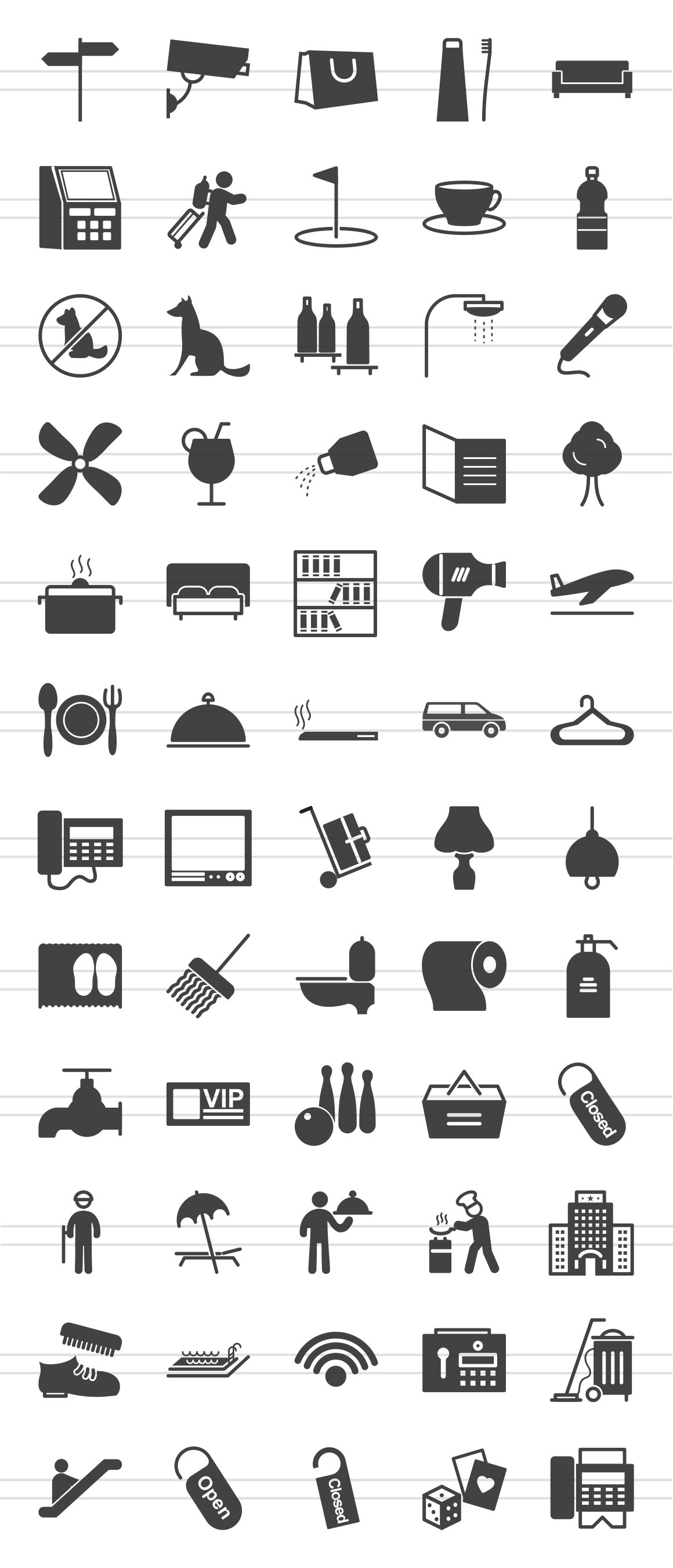 60 Hotel & Restaurant Glyph Icons preview image.
