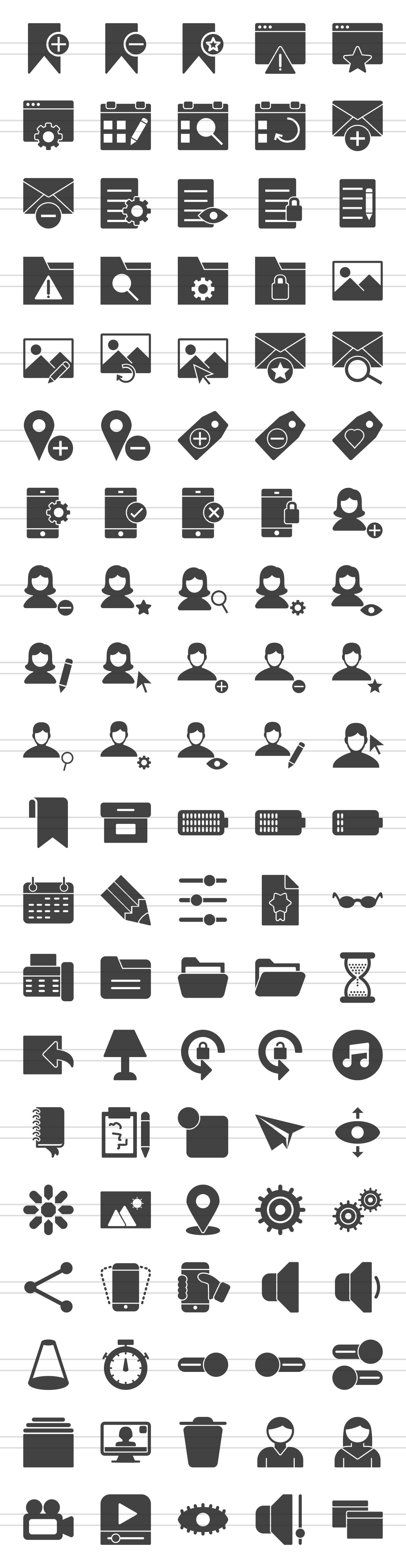 100 App & Web Interface Glyph Icons preview image.