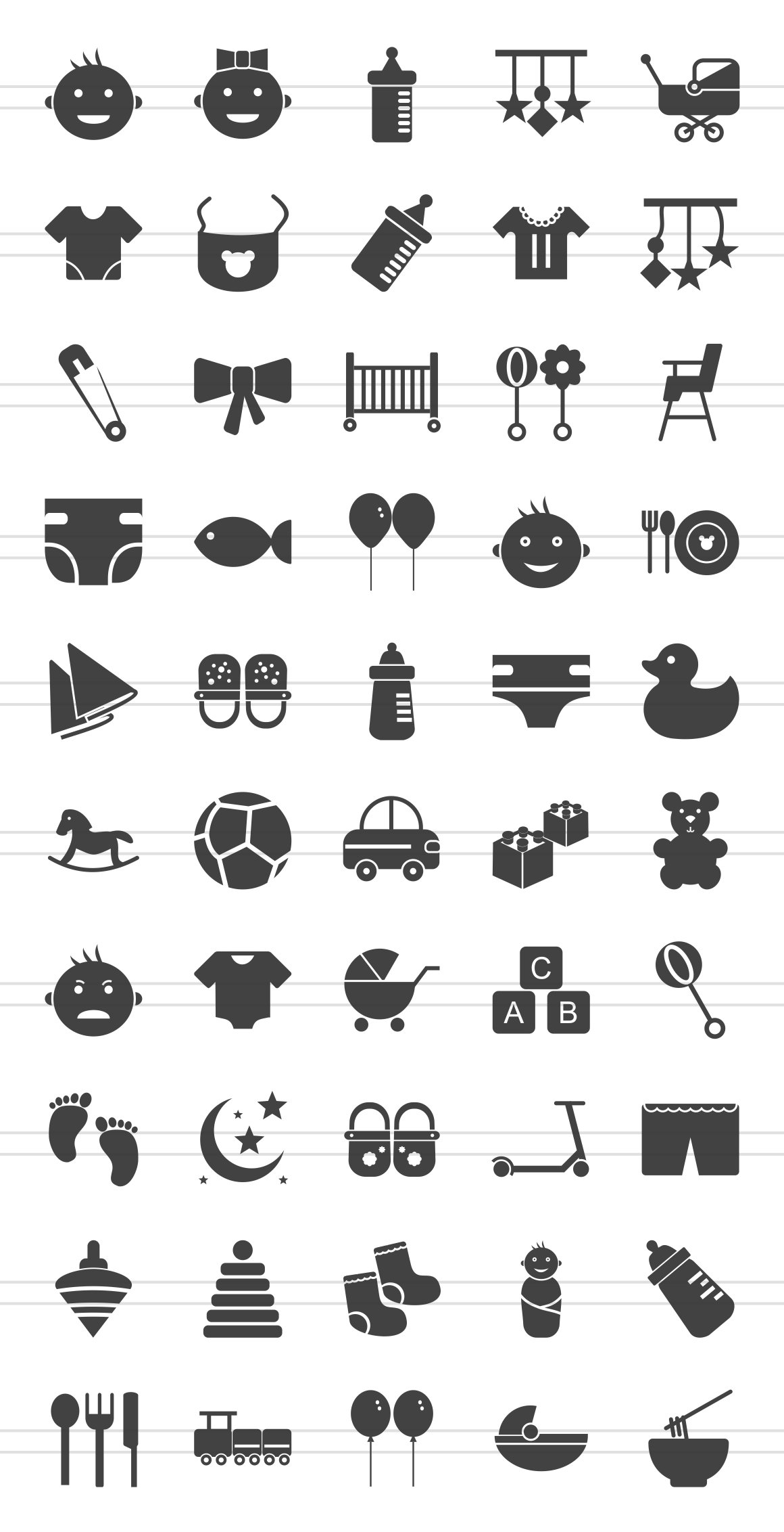50 Baby Glyph Icons preview image.