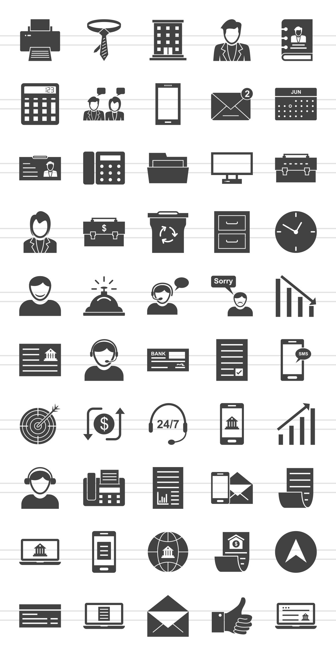 50 Business & Finance Glyph Icons preview image.