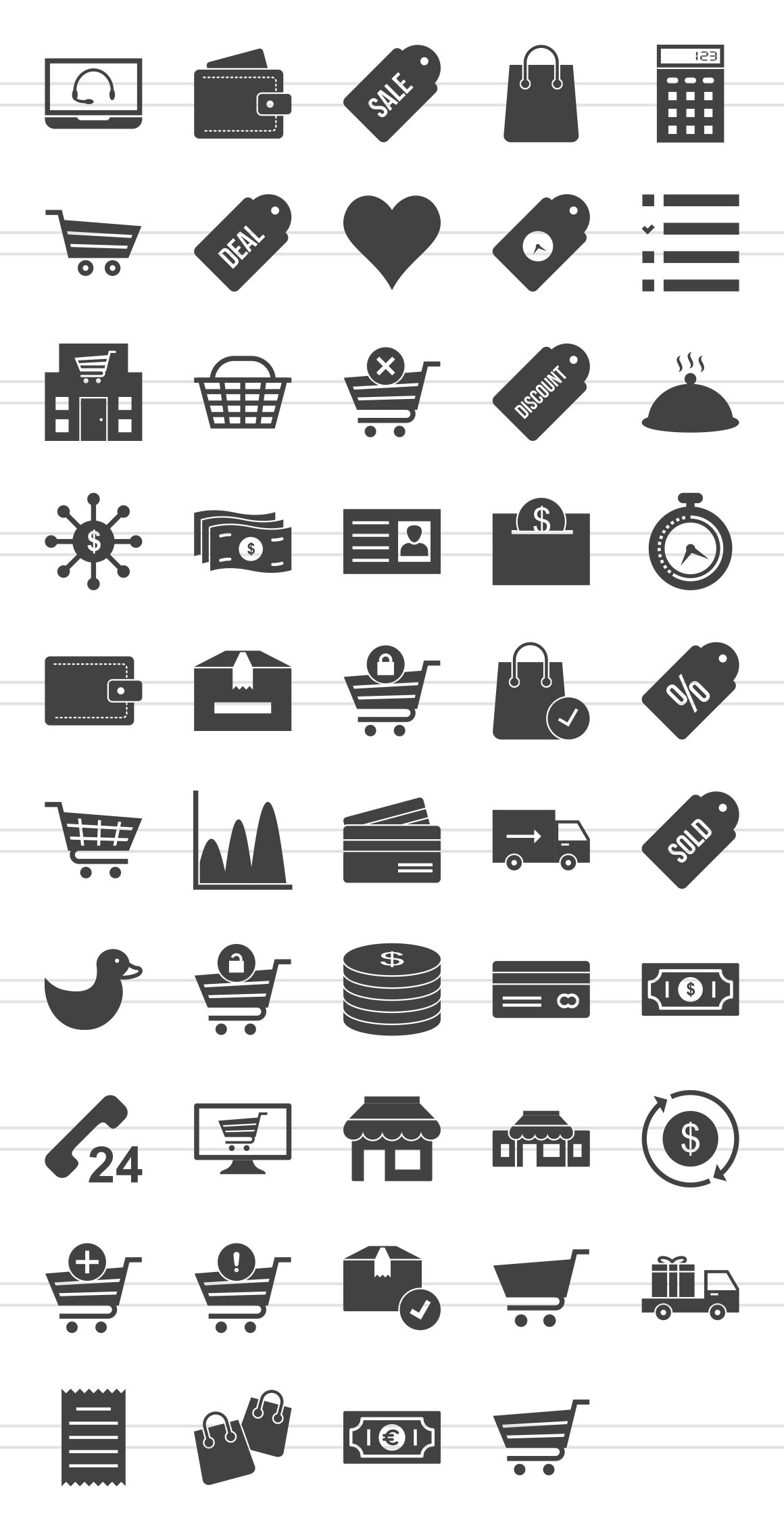 48 Ecommerce Glyph Icons preview image.