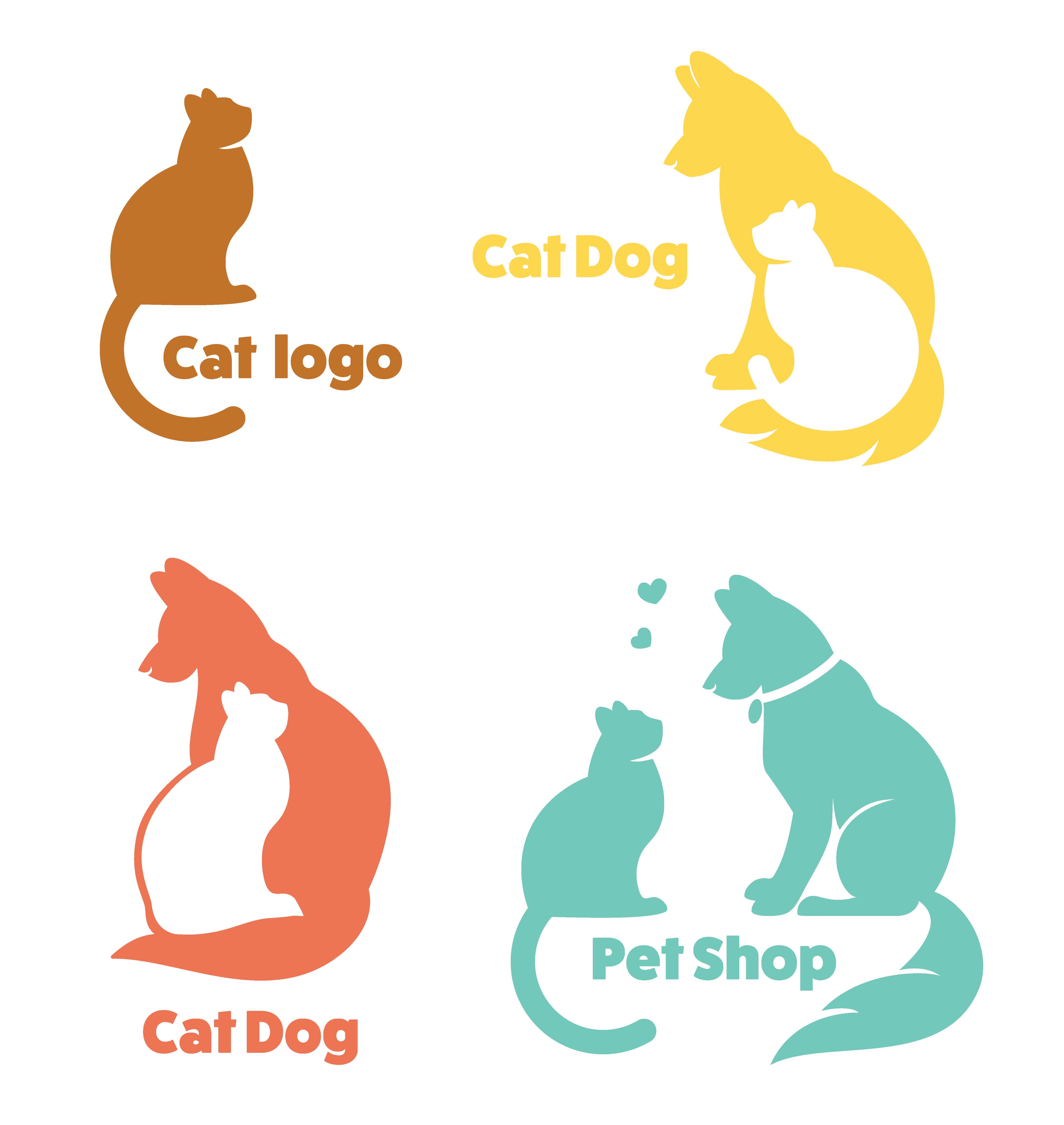 Cat and dog icon for a pet store. cover image.