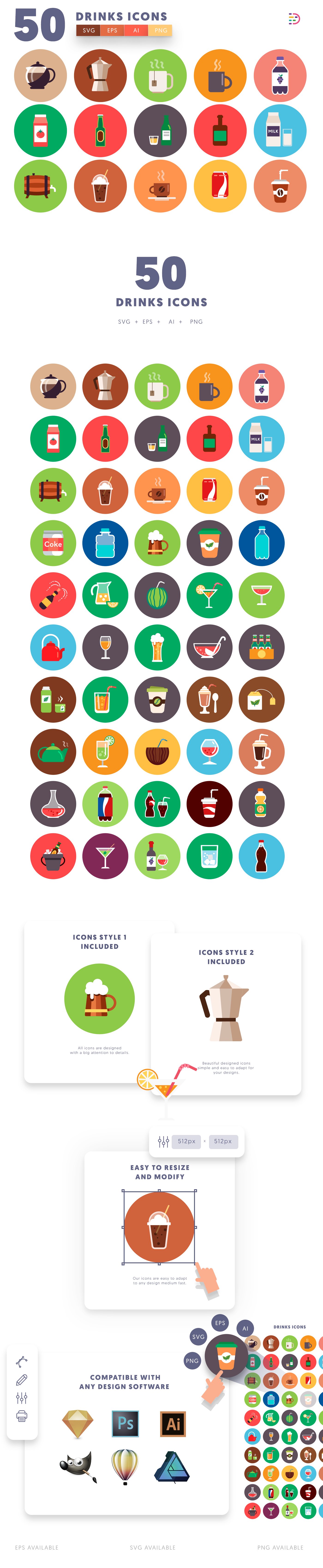 50 Drinks Icons cover image.