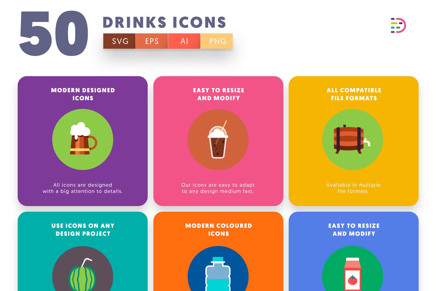 50 drinks icons cover 5 113