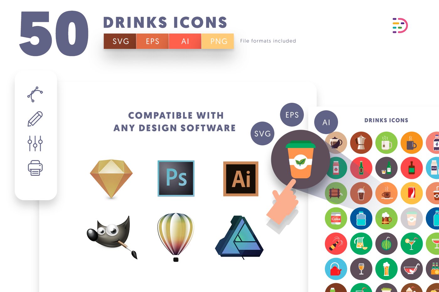 50 drinks icons cover 8 605