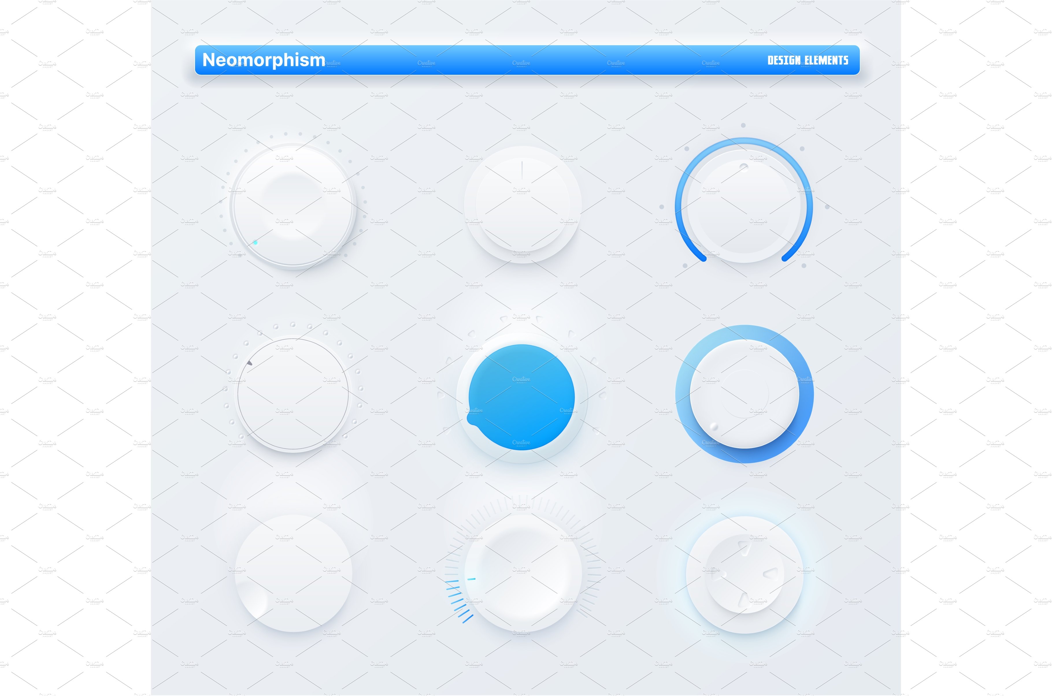 Neumorphic UI kit round buttons cover image.