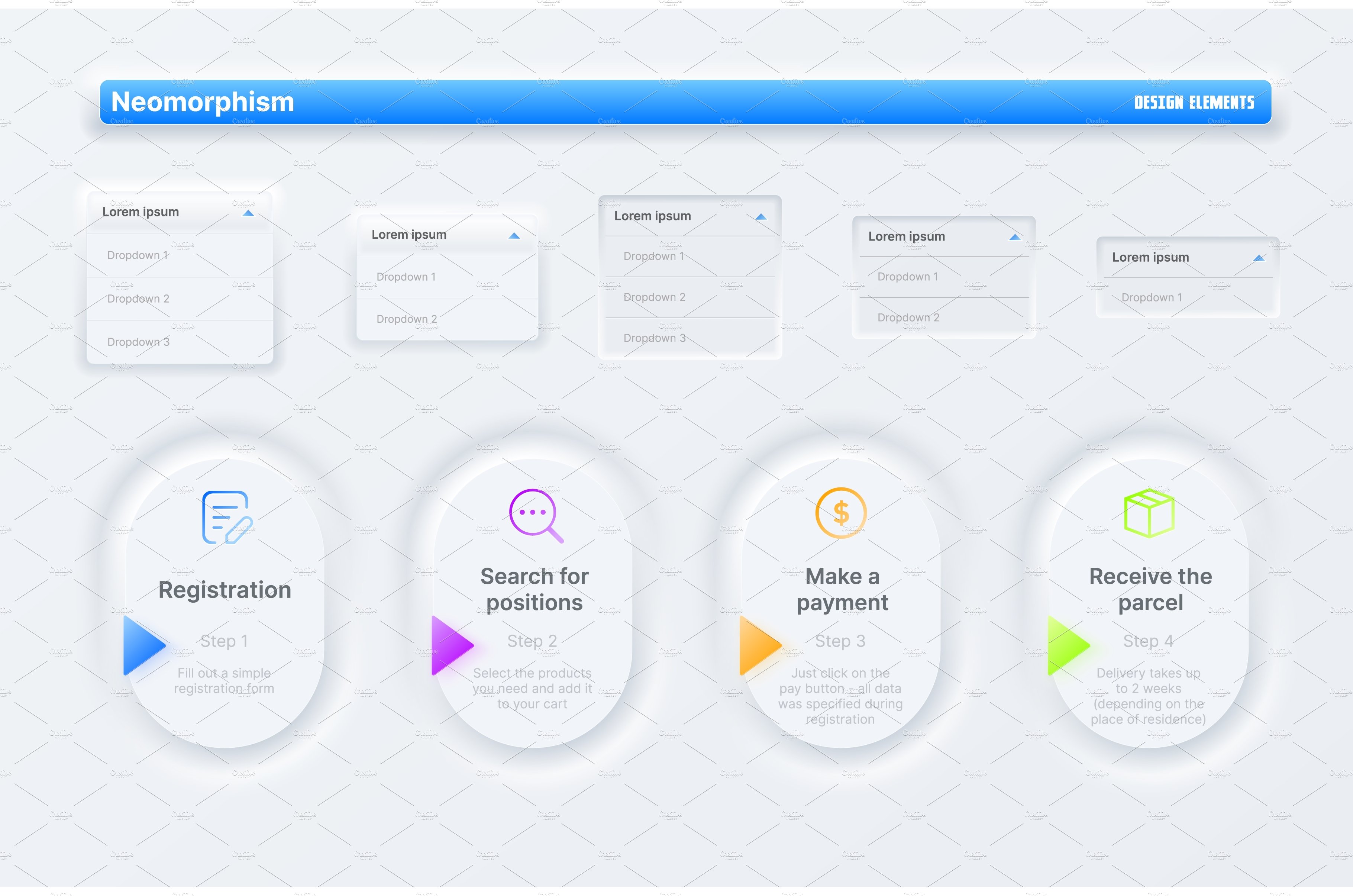 Neomorphic Ui interface buttons cover image.