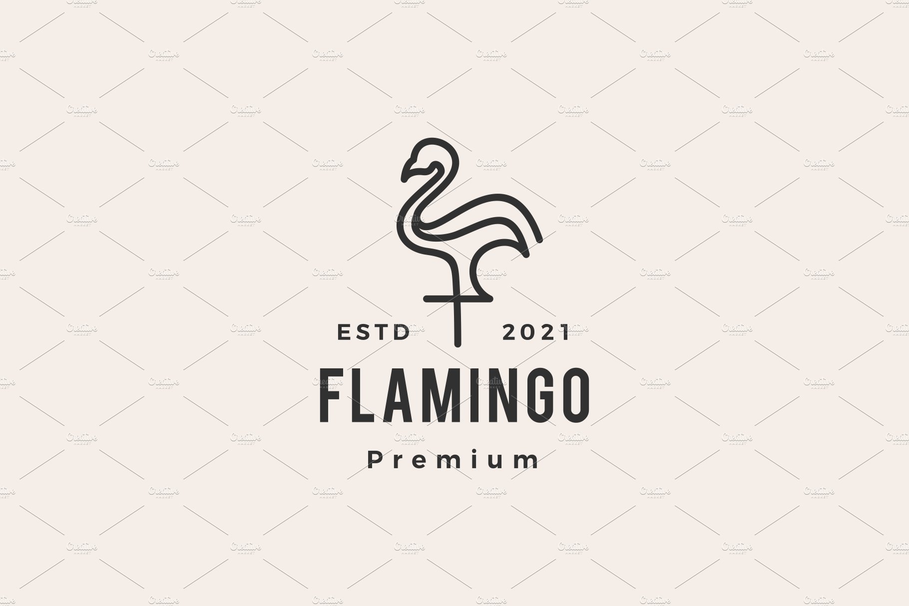 flamingo hipster vintage logo vector cover image.