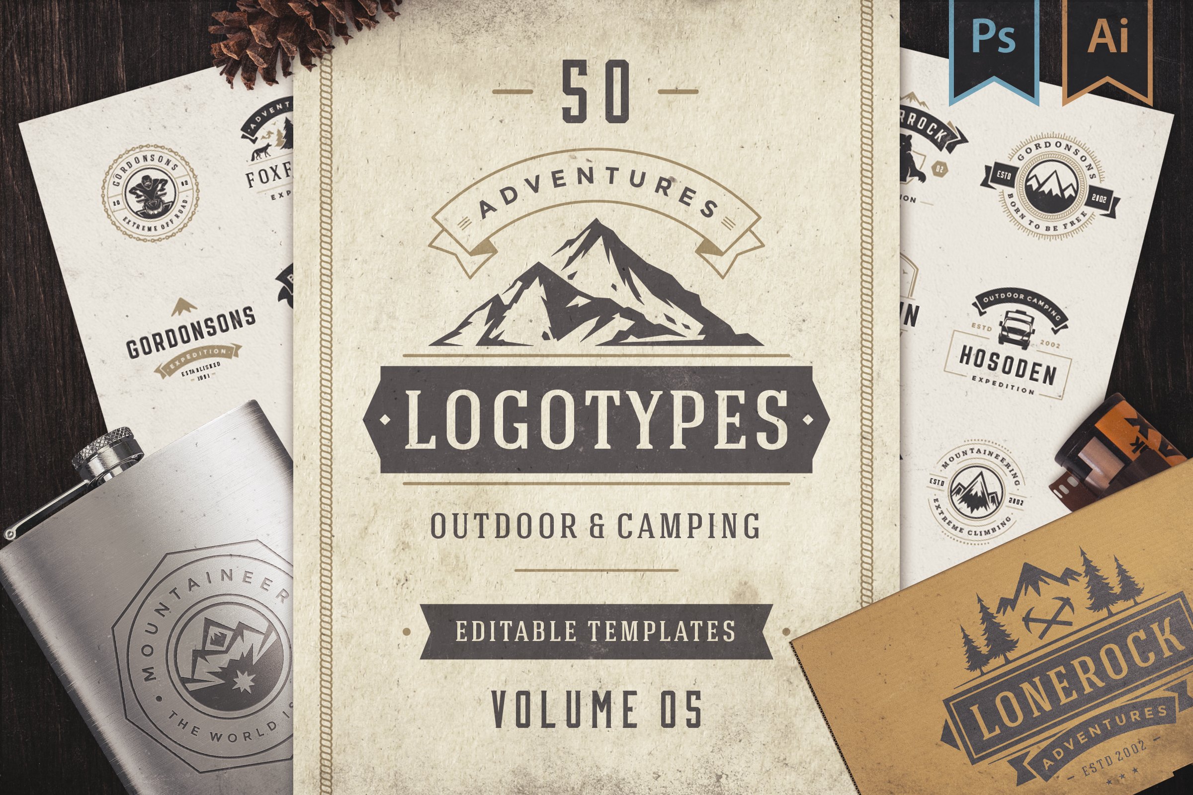 50 Outdoor logos and badges cover image.