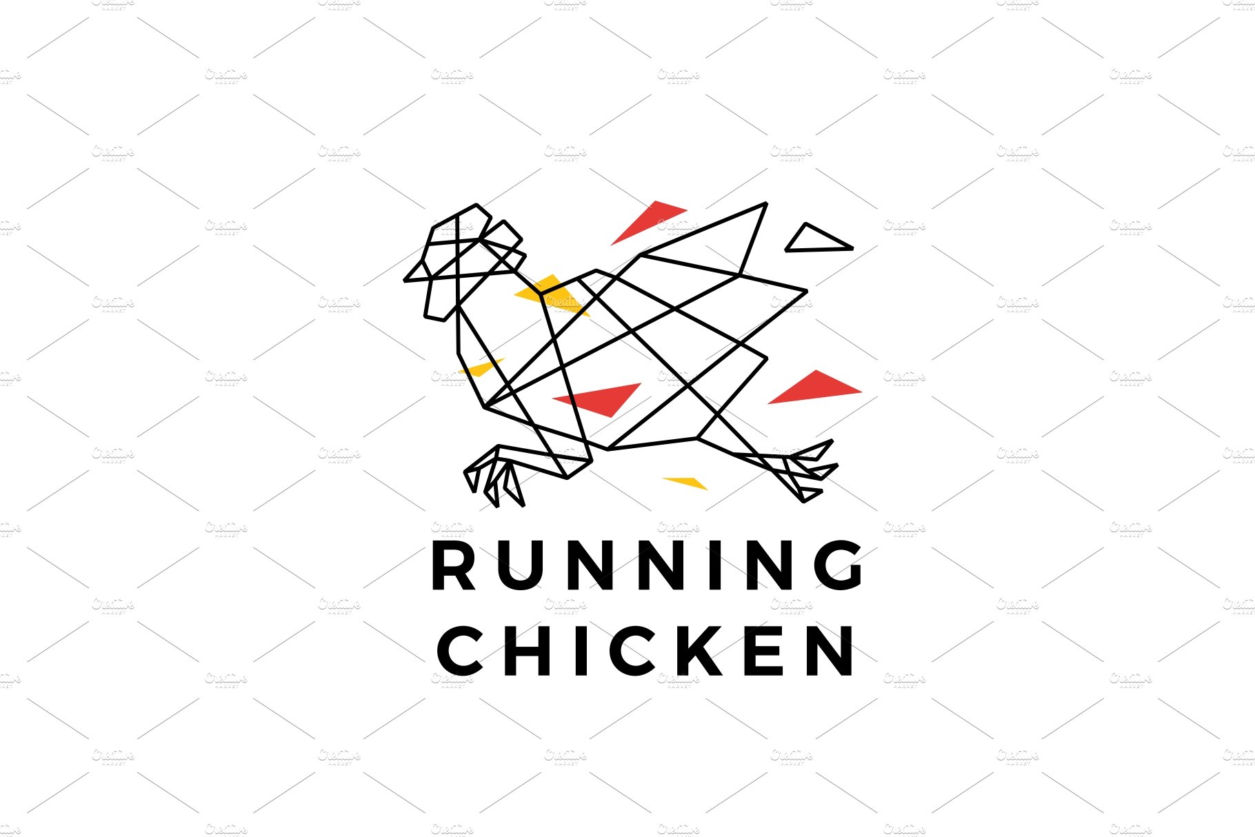 running chicken rooster geometric cover image.