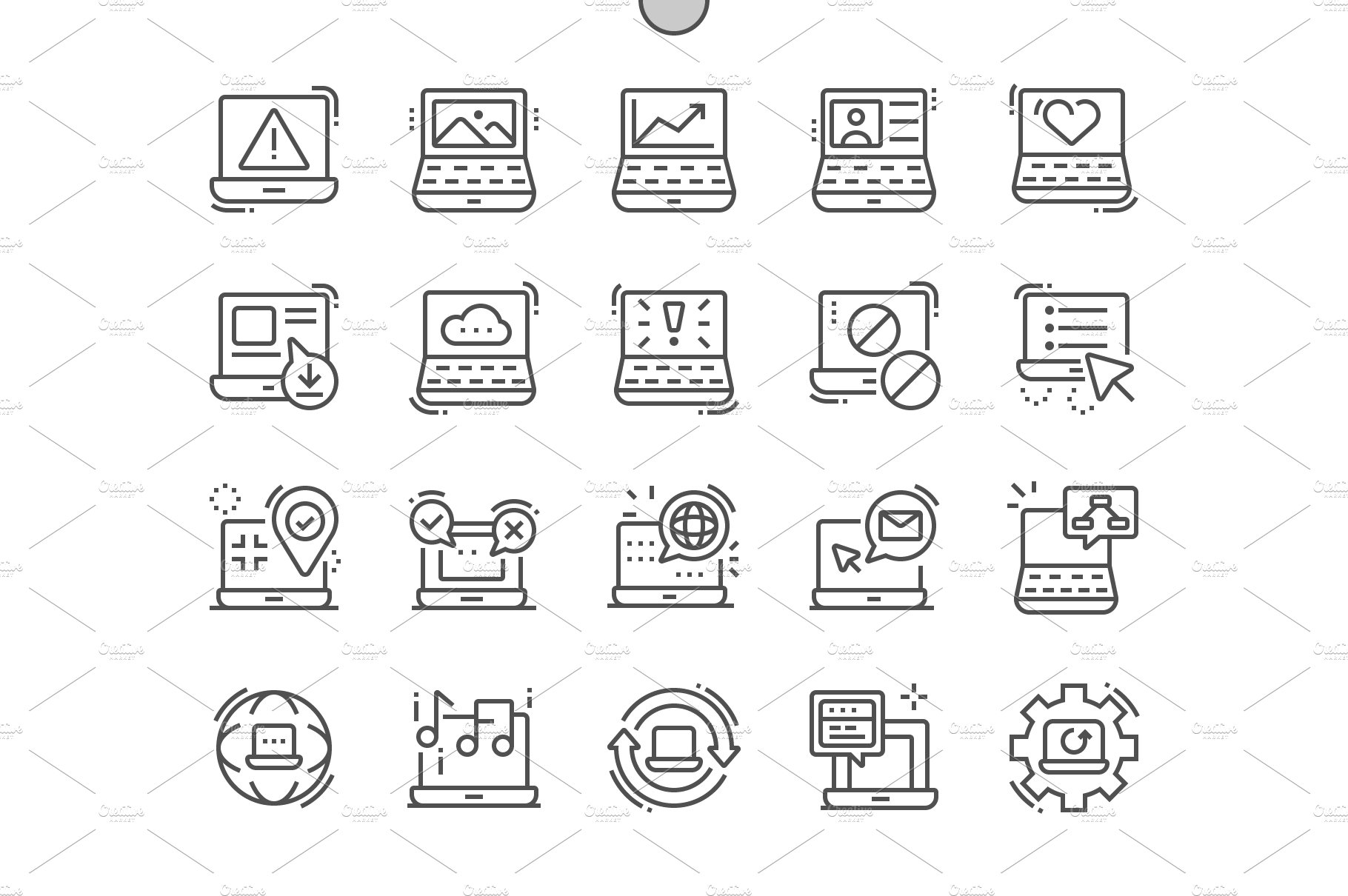 Laptop Line Icons cover image.