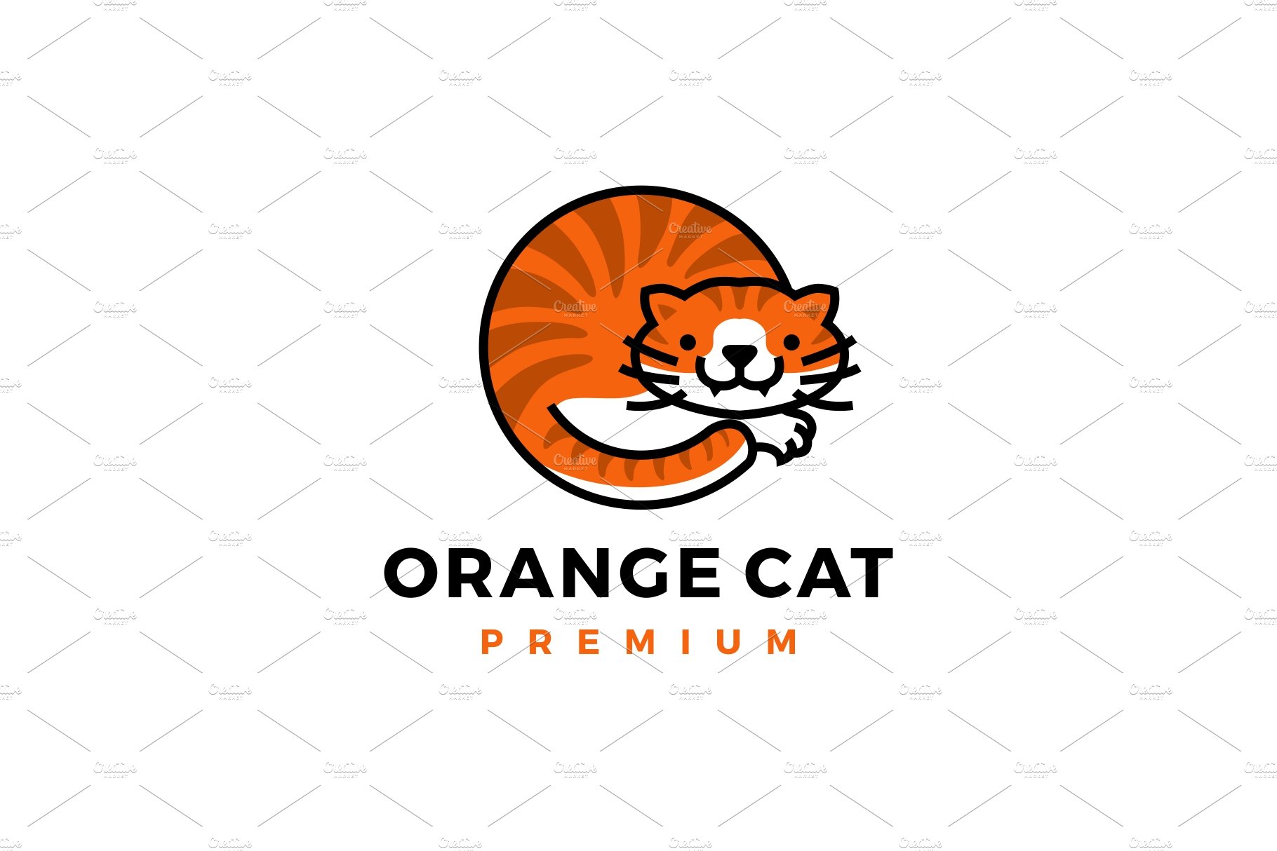 orange cat logo vector icon cover image.