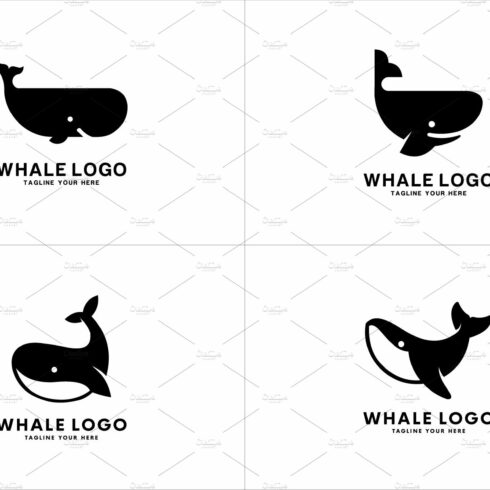 Set of whale species logo Vector cover image.