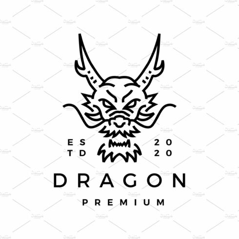 dragon monoline logo vector icon cover image.
