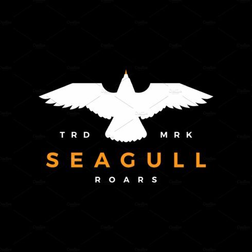 seagull roar flat flying logo vector cover image.