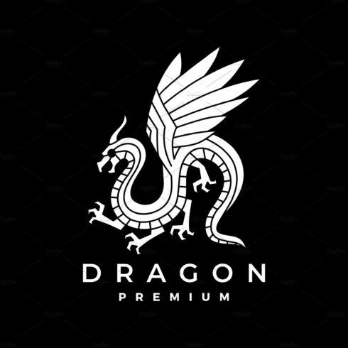 dragon logo vector icon illustration cover image.
