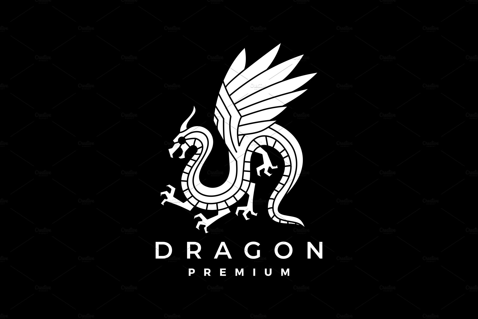 dragon logo vector icon illustration cover image.